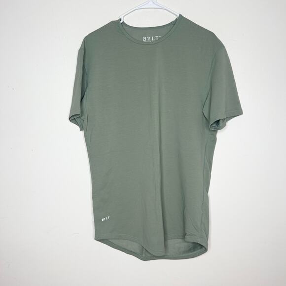 BYLT Drop Cut Lux Short Sleeve Shirt Moss Green - Picture 2 of 6